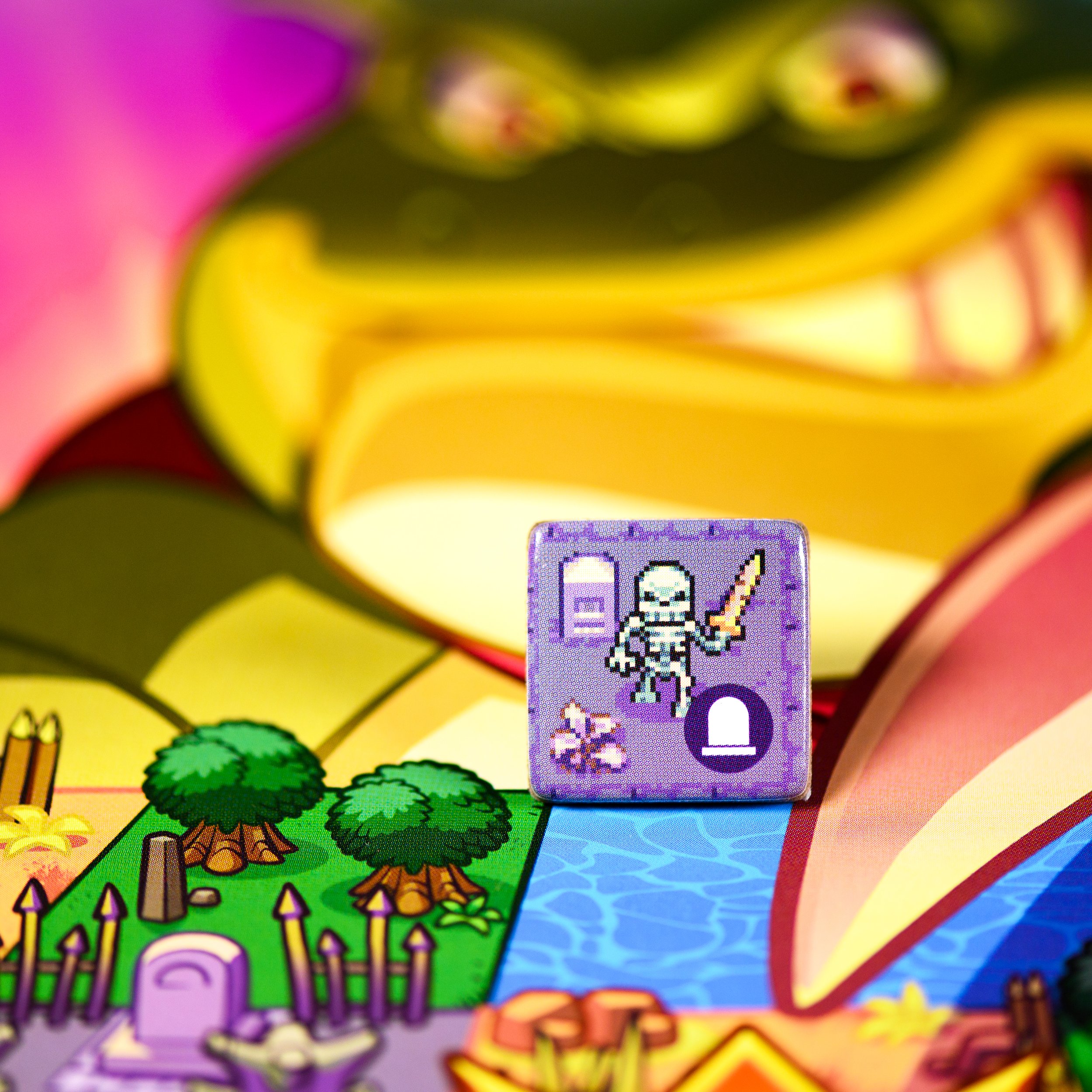 Up close shot of skeleton monster from overboss